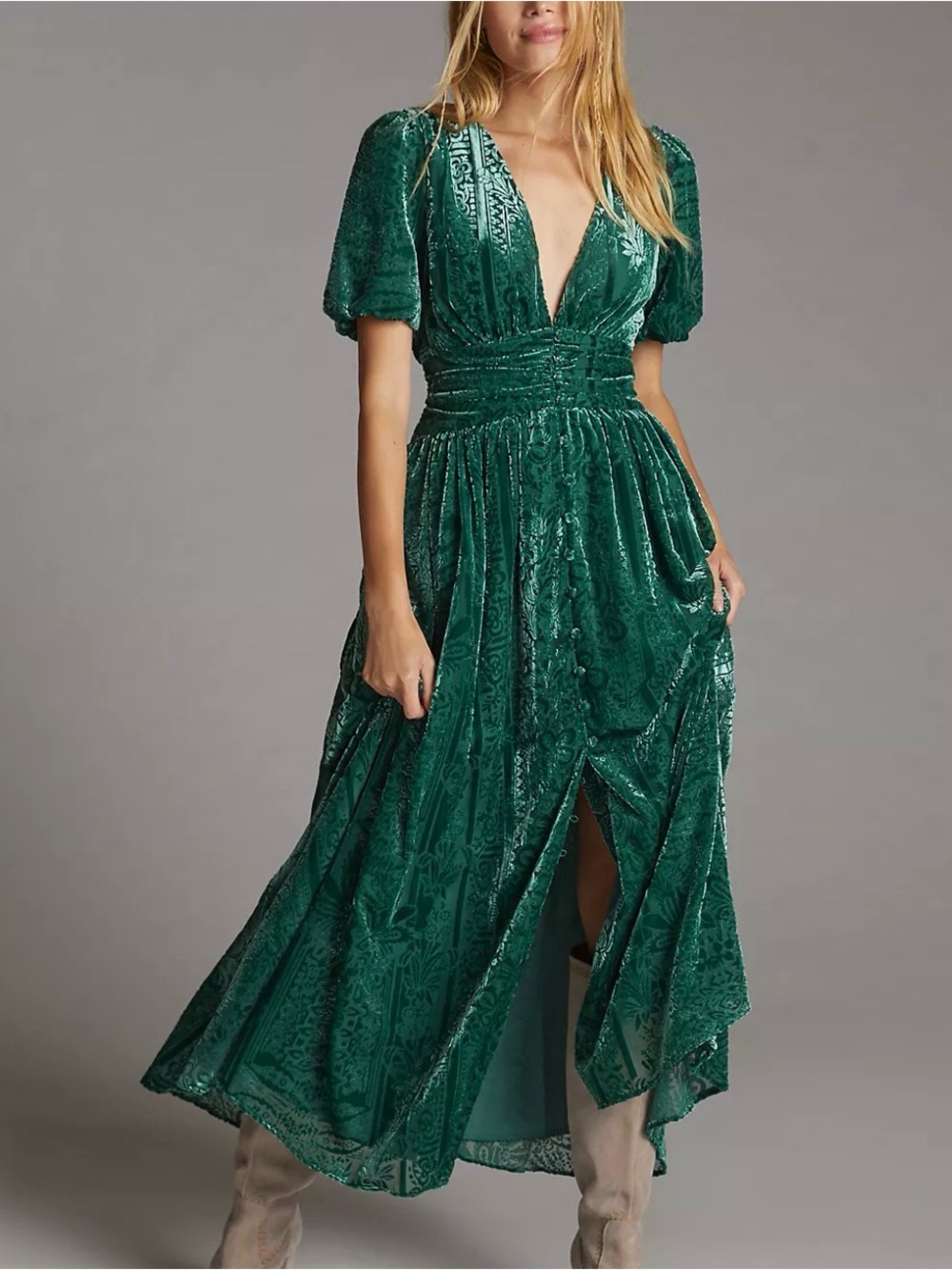 Anthropologie Catalina Burnout Velvet Maxi Dress